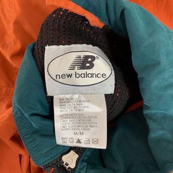 New Balance Orange Nylon Windbreaker Jacket Sz M - Picture 3 of 5